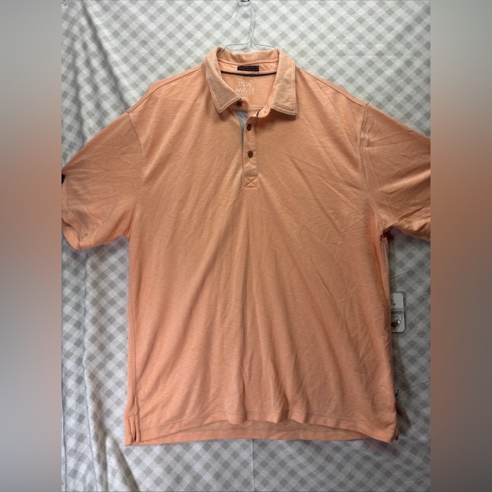 NWT Steve Harvey Polo Shirt Mens 2XL Light Orange Modal Knit Stretch Golf Casual